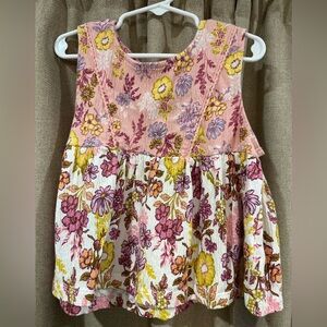 Haute Hippie Kids Floral Tank Top in Pink and Yellow